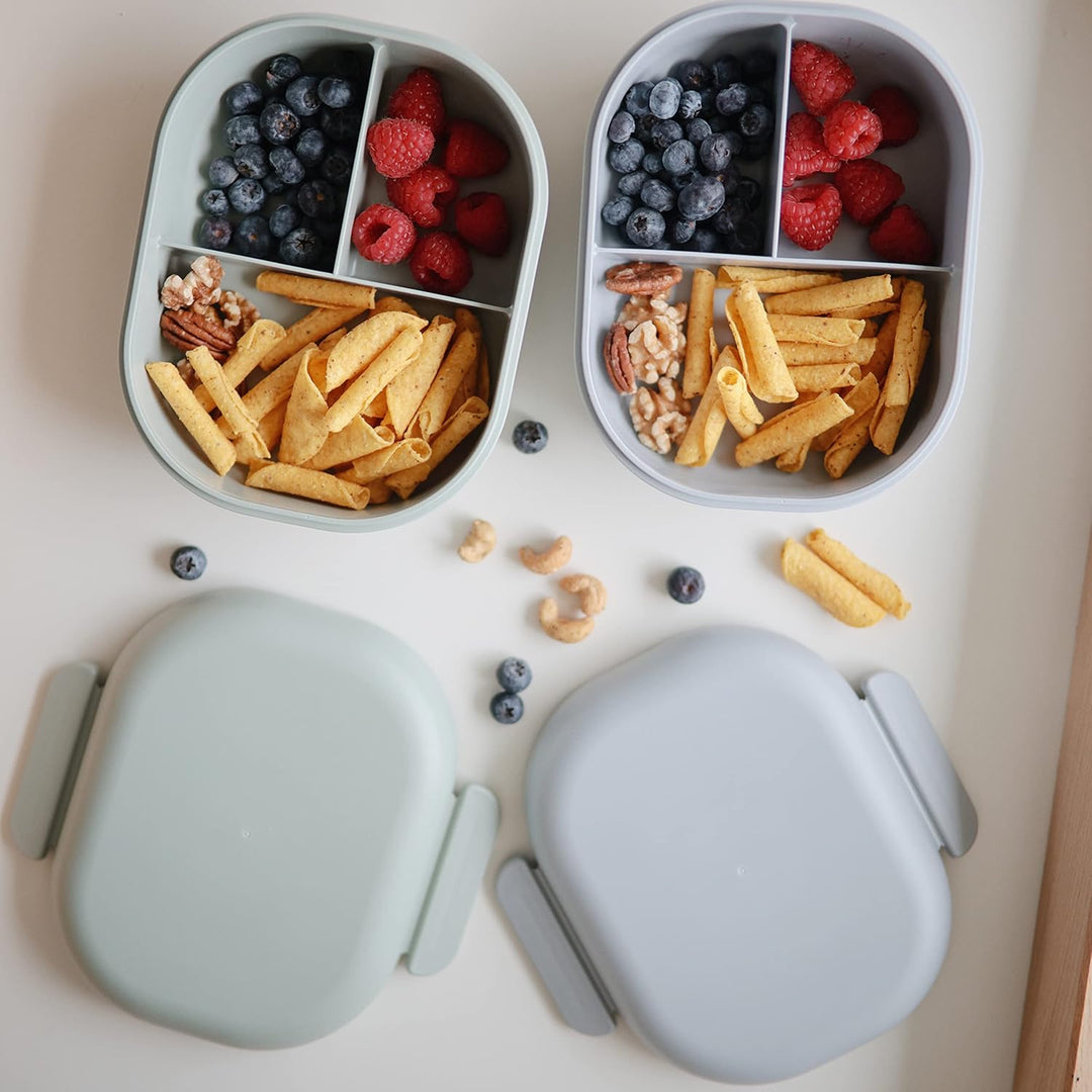 Mushie Lunchbox Kinder Brotdose Vesperdose für Kindergarten und Schule | Trennwand &amp; Fächern mit ver