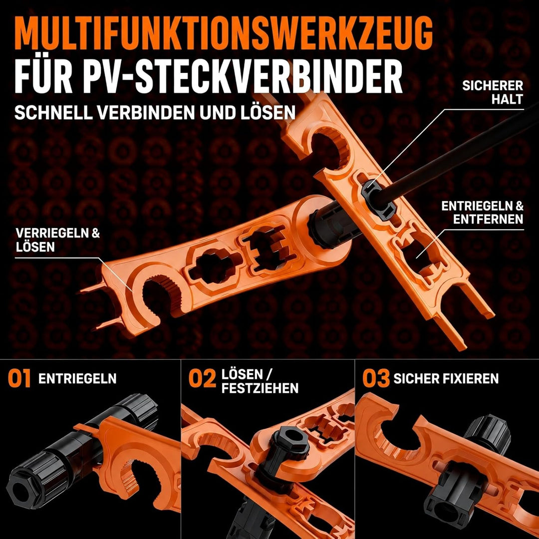 PEBA Crimpzange Solarstecker Set für 2.5/4/6mm² Solarpanel PV Kabel, mit Male/Female Solarpanel Kabe