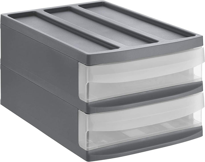 Schubladenbox mit 2 Schüben Anthrazit/Transparent M Duo, Anthrazit/Transparent M Duo