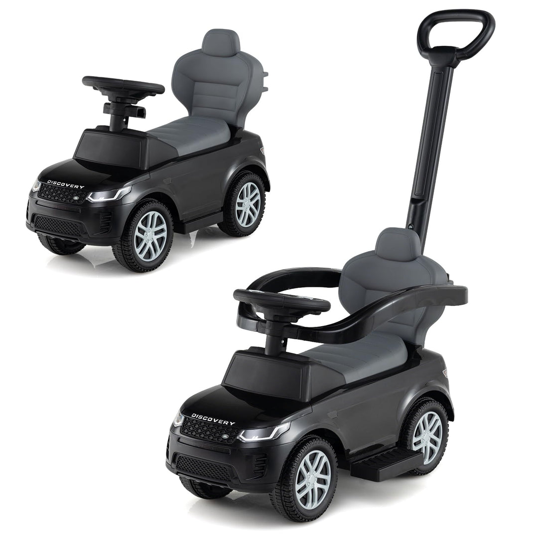 COSTWAY 3-in-1 Rutschauto mit Schiebestange, Rutschfahrzeug mit abnehmbarem Griff und Schutzbügel, R