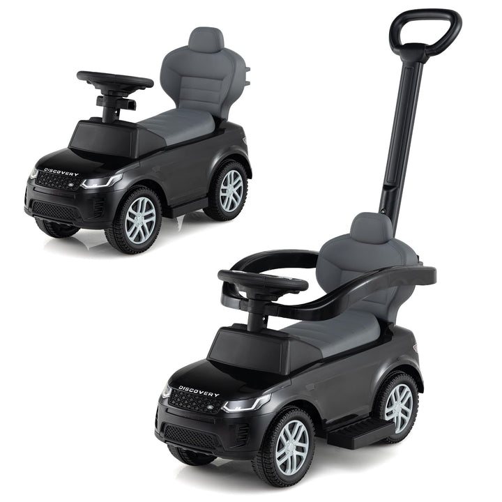 COSTWAY 3-in-1 Rutschauto mit Schiebestange, Rutschfahrzeug mit abnehmbarem Griff und Schutzbügel, R