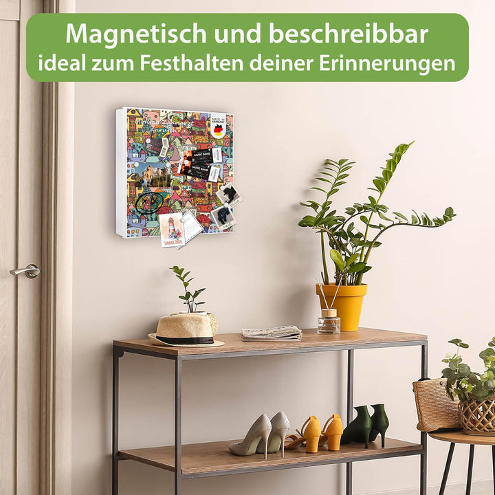 banjado Grosser Schlüsselkasten Metall - Schlüsselbox 30x30cm mit 32 Haken - Schlüsselkasten modern