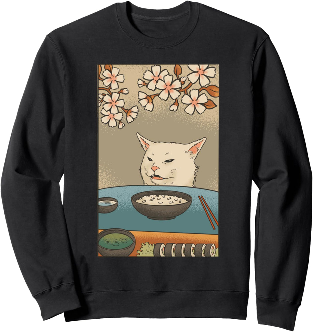 Japanischer Stil Women Yelling At Cat Meme Sweatshirt