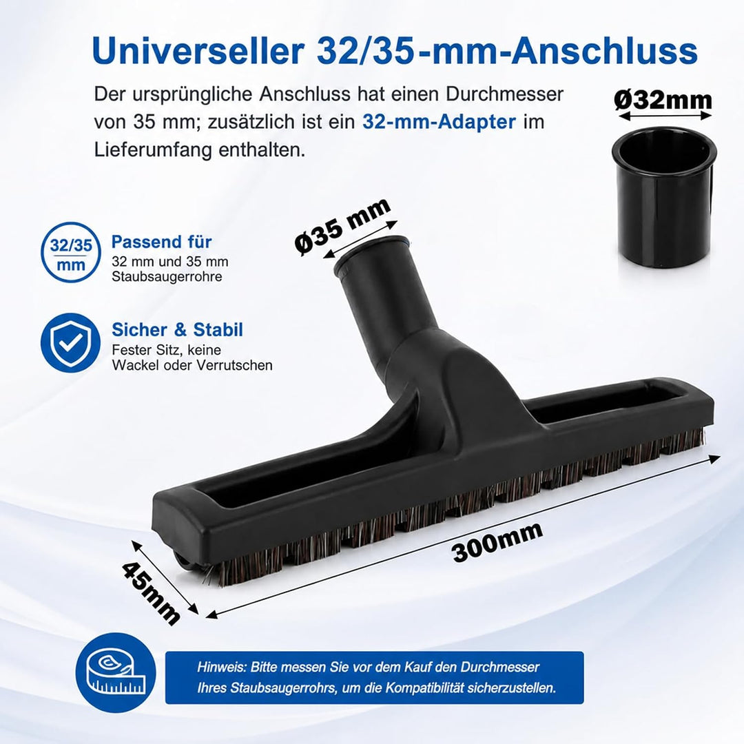 Hartbodendüse – Universal 32/35mm Staubsaugerdüse mit 32 mm Anschluss, für Hartböden, Fliesen &amp; Park