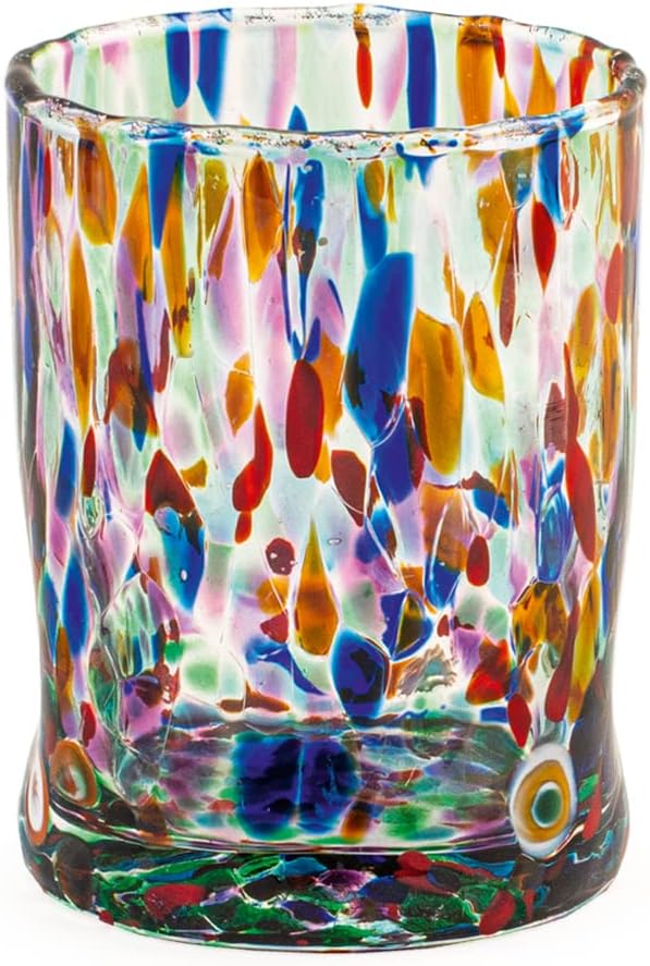 H&h set 6 bicchieri veneziano in vetro decorato multicolore cl 32 Gläser 32cl, Gläser 32cl