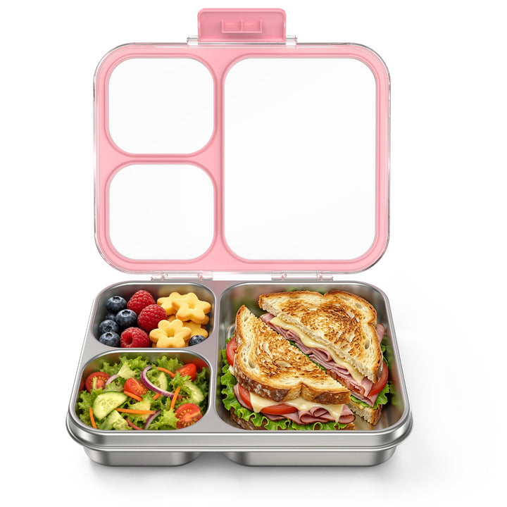 VITONIS Edelstahl Brotdose Lunchbox mit 3 Fächern, Bento Lunch Box Kinder Auslaufsicher BPA frei, Sp