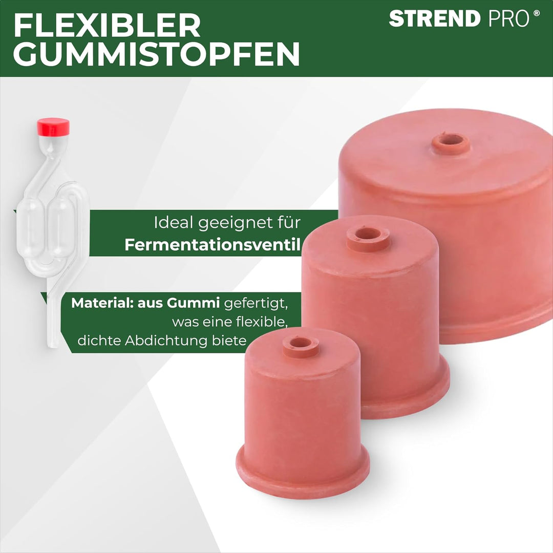 STREND PRO Gummistopfen 75mm mit Bohrung | Gärstopfen für Gärspund & Gärröhrchen | Gummi Stopfen für