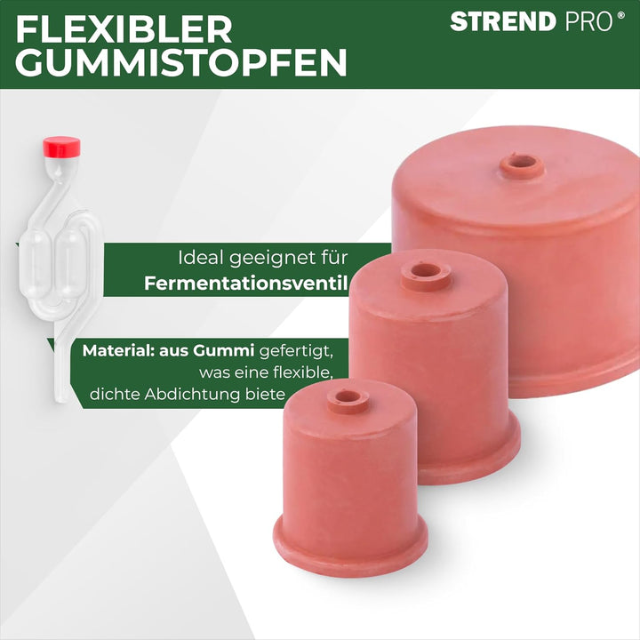STREND PRO Gummistopfen 75mm mit Bohrung | Gärstopfen für Gärspund & Gärröhrchen | Gummi Stopfen für