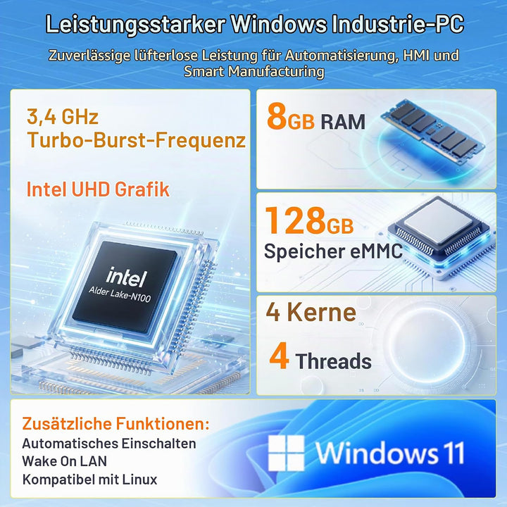 Panel PC-HEIGAOLAPC 18,5" Industrie Touch Panel Computer All in One Win11 Pro, Fanless Embedded Touc