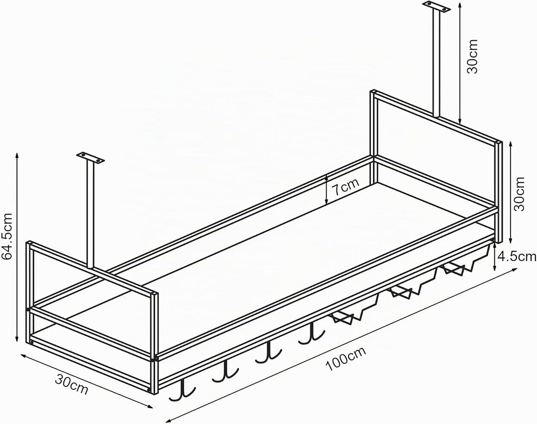 [en.casa] Weinregal Borejle 100 x 30 x 65 cm Schwarz/Walnussoptik, 100 x 30 x 65 cm