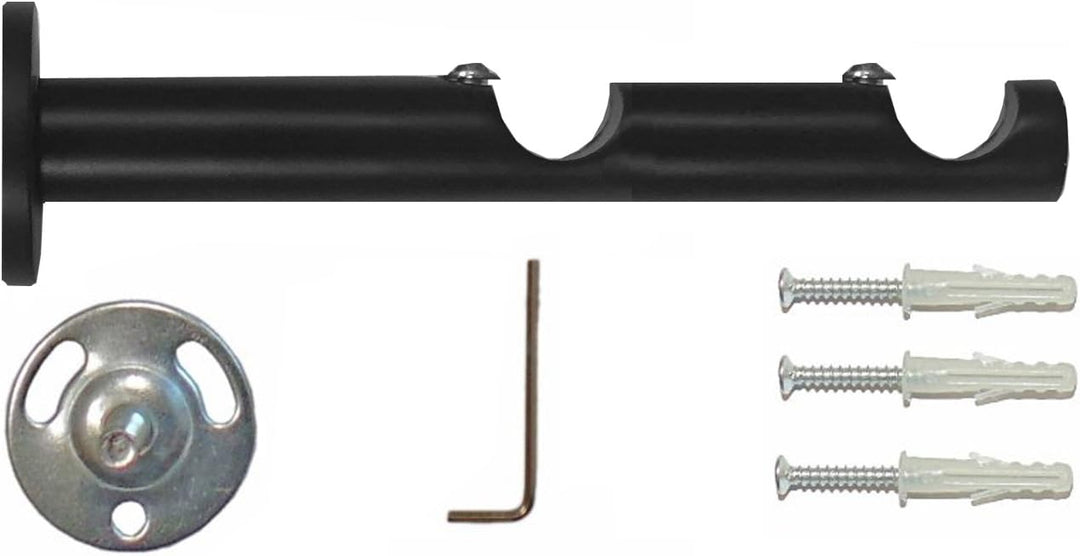 Garduna Gardinenstange Ø 16mm 2-Lauf Schwarz Metall, 160cm 160cm… 2-lauf Schwarz Metall, 160cm… 2-la