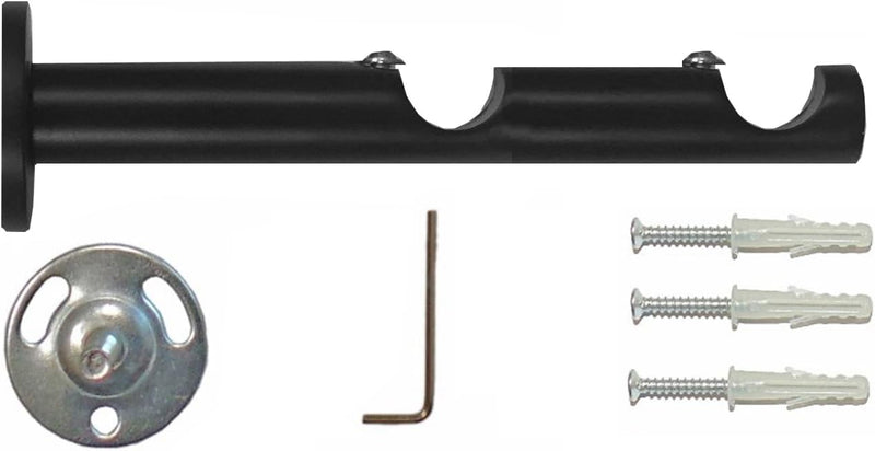 Garduna Gardinenstange Ø 16mm 2-Lauf Schwarz Metall, 320cm (2x160cm) 320cm (2x160cm)… 2-lauf Schwarz
