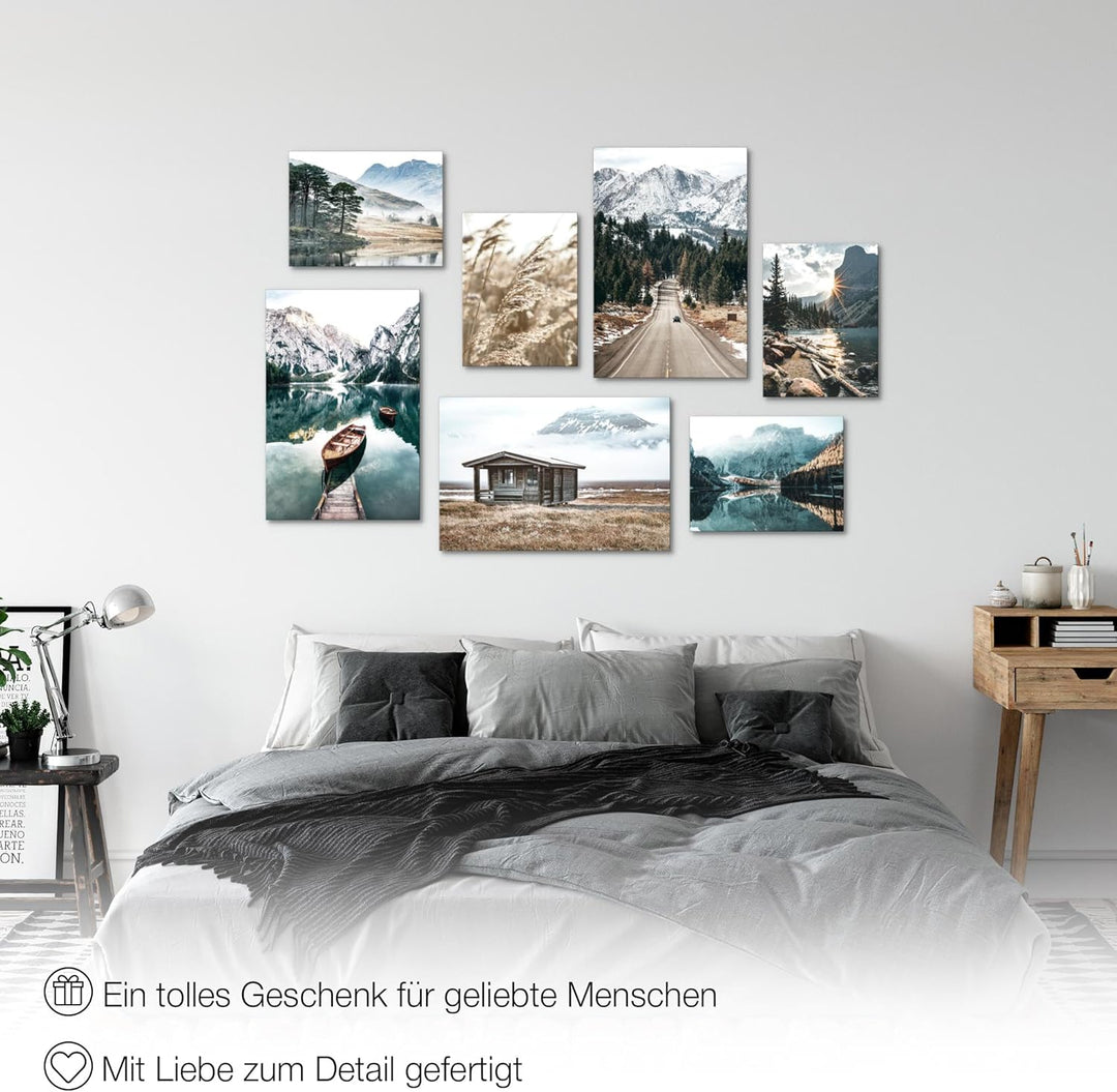 Novart Wandbilder See Berge Landschaft - KOMPLETT AUFHÄNGFERTIG - Natur Wohnzimmer Schlafzimmer - 7