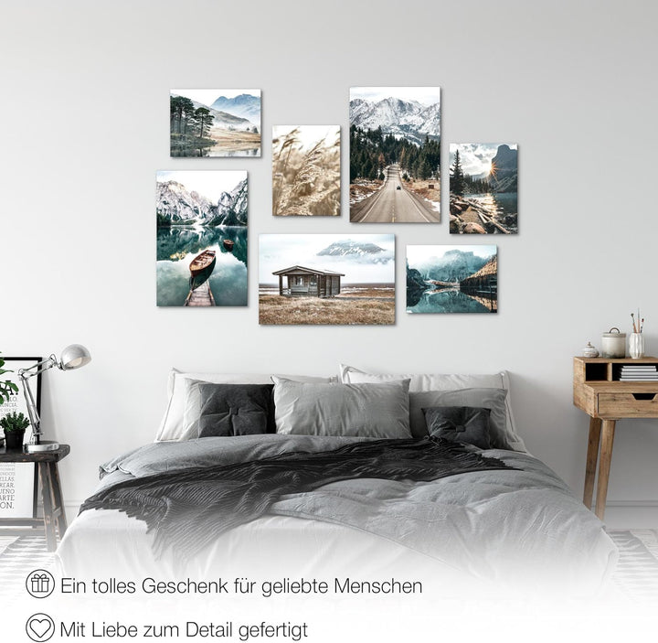 Novart Wandbilder See Berge Landschaft - KOMPLETT AUFHÄNGFERTIG - Natur Wohnzimmer Schlafzimmer - 7