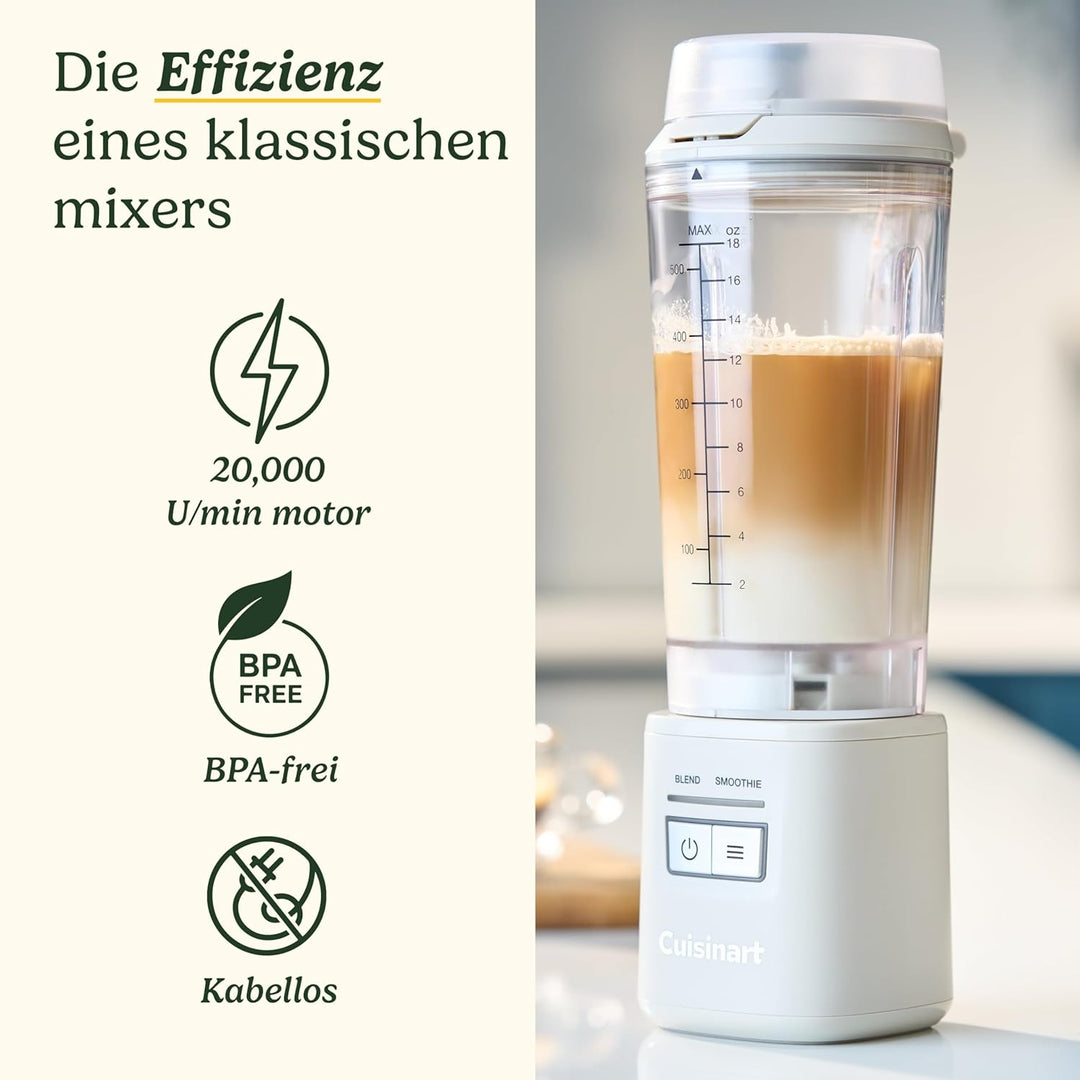 Cuisinart® Blast & Go Kabelloser Mixer | Wiederaufladbar per USB-C | 500 ml BPA-freier Reisebecher |