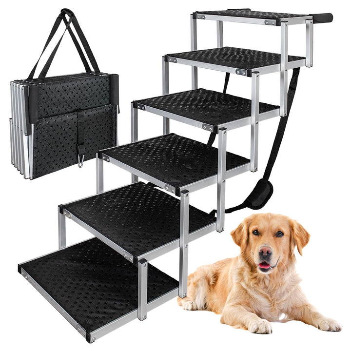 Petigi Auswahl Hunderampe für Auto, Aluminium, Hunde Rampe, Hundetreppe, SUV, rutschfest, Belastbark