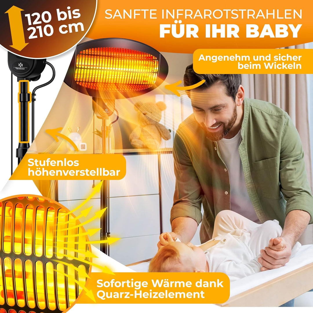 KESSER® Heizstrahler 2000 Watt ✓ Infrarot ✓ Standheizer ✓ Terrassenheizung ✓ Terassen ✓ Strahler ✓ H
