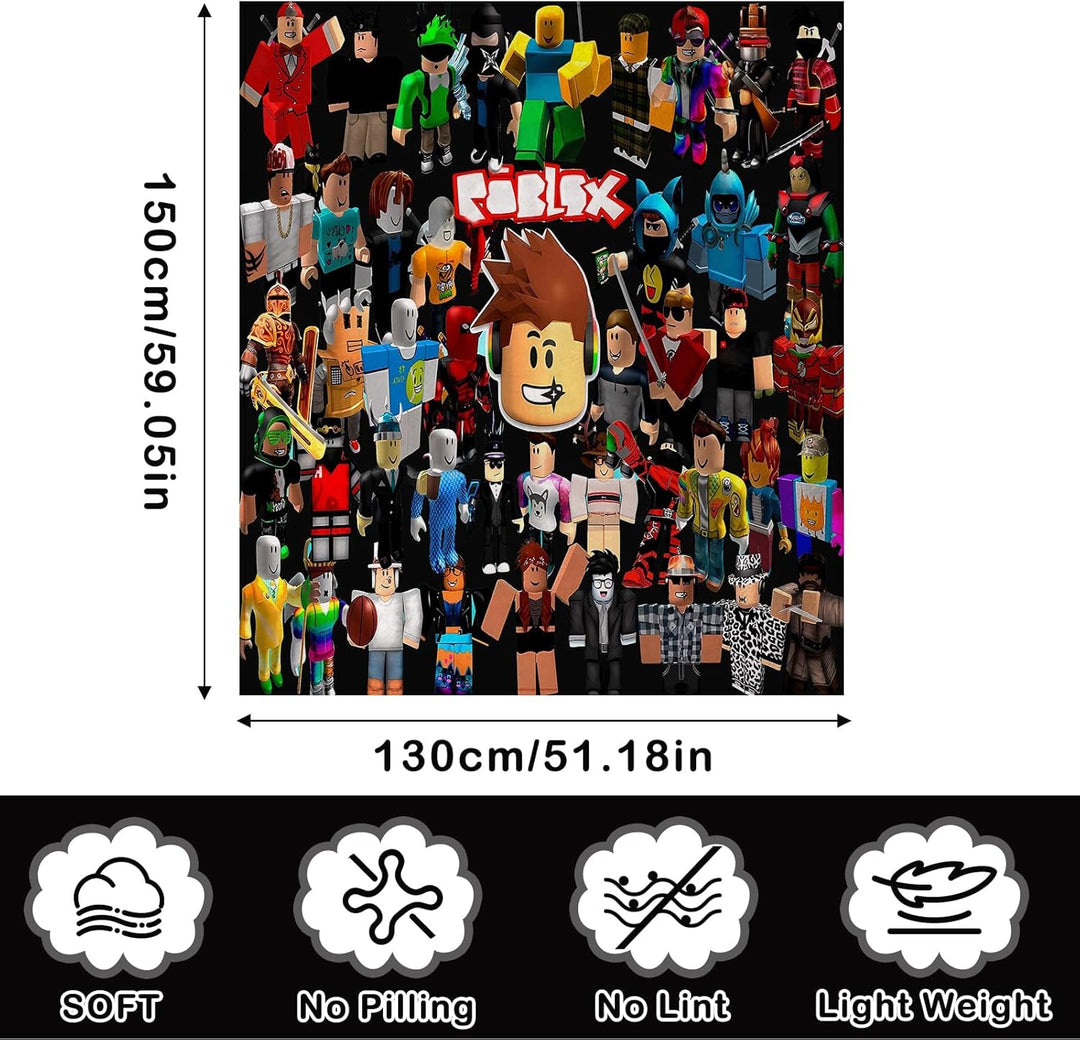 PQKL-party Roblx Decke Bettwäsche Roblx Decke Geschenk, 130 * 150cm Mehrzweck-Flanelldecke für Sofa,