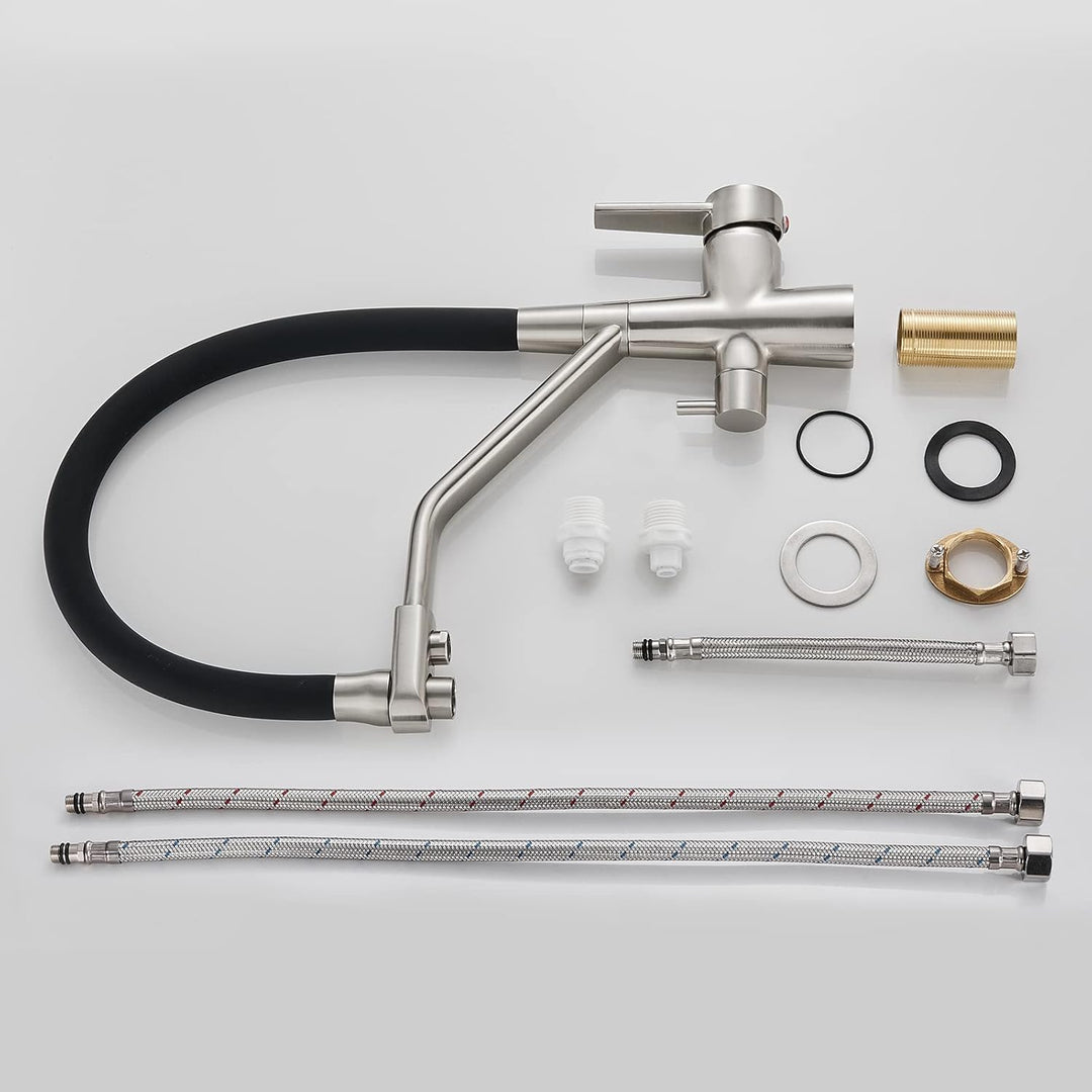 KEOKBON 3 Wege Wasserhahn Küche, 3 in 1 Küchenarmatur Ausziehbar,360° Drehbar Wasserhahn Hochdruck S