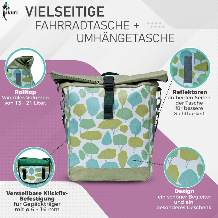 Ikuri einseitige Fahrradtasche für Gepäckträger Satteltasche Einzeltasche Packtasche, abnehmbar, mit