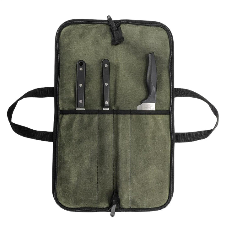 Tasche für Kochmesser – Outdoor-Besteck-Aufbewahrungstasche, tragbare gewachste Canvas-Messertasche,