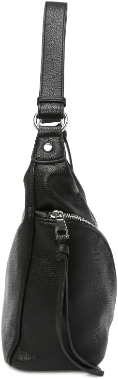L.CREDI Hobo-Bag LARINA Damen-Umhängetasche 32x12x25 Schwarz, Schwarz