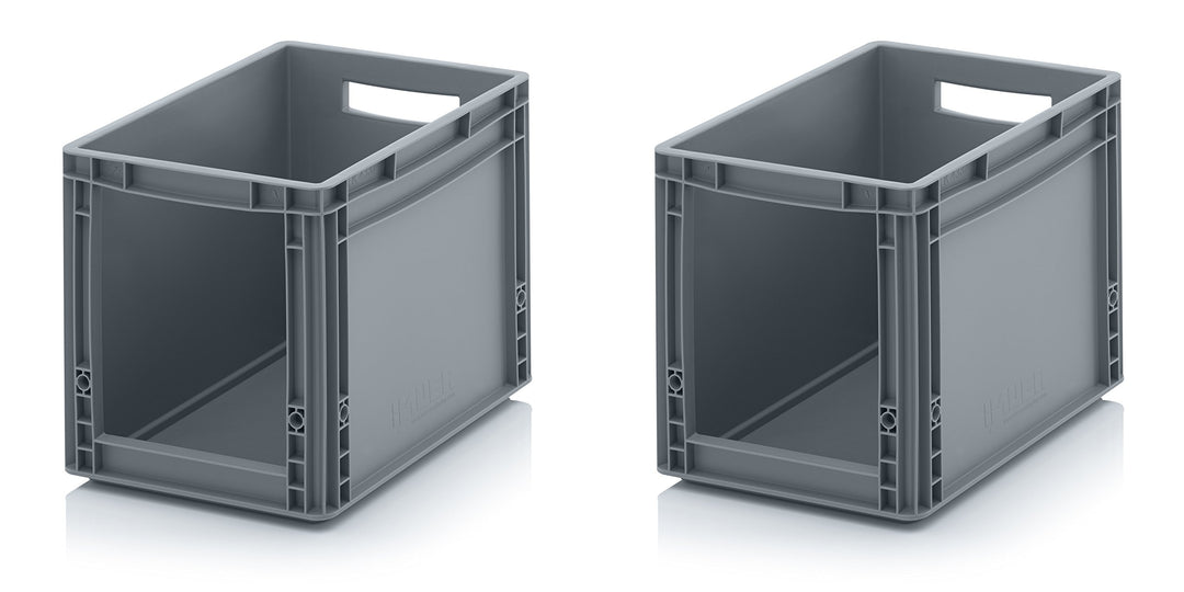 2x Euro Sichtlagerkasten 40 x 30 x 32 cm inkl. gratis Zollstock * Eurobehälter mit Fenster, 2er Set
