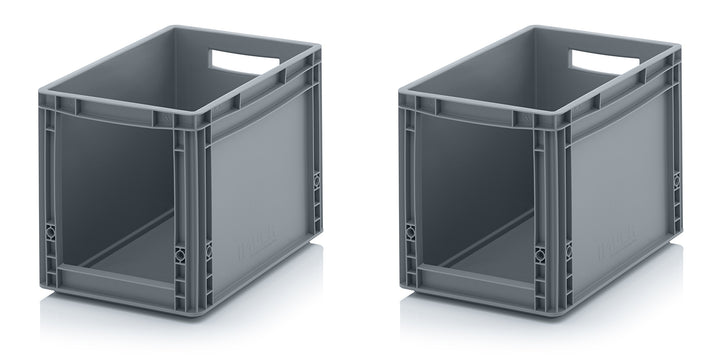 2x Euro Sichtlagerkasten 40 x 30 x 32 cm inkl. gratis Zollstock * Eurobehälter mit Fenster, 2er Set