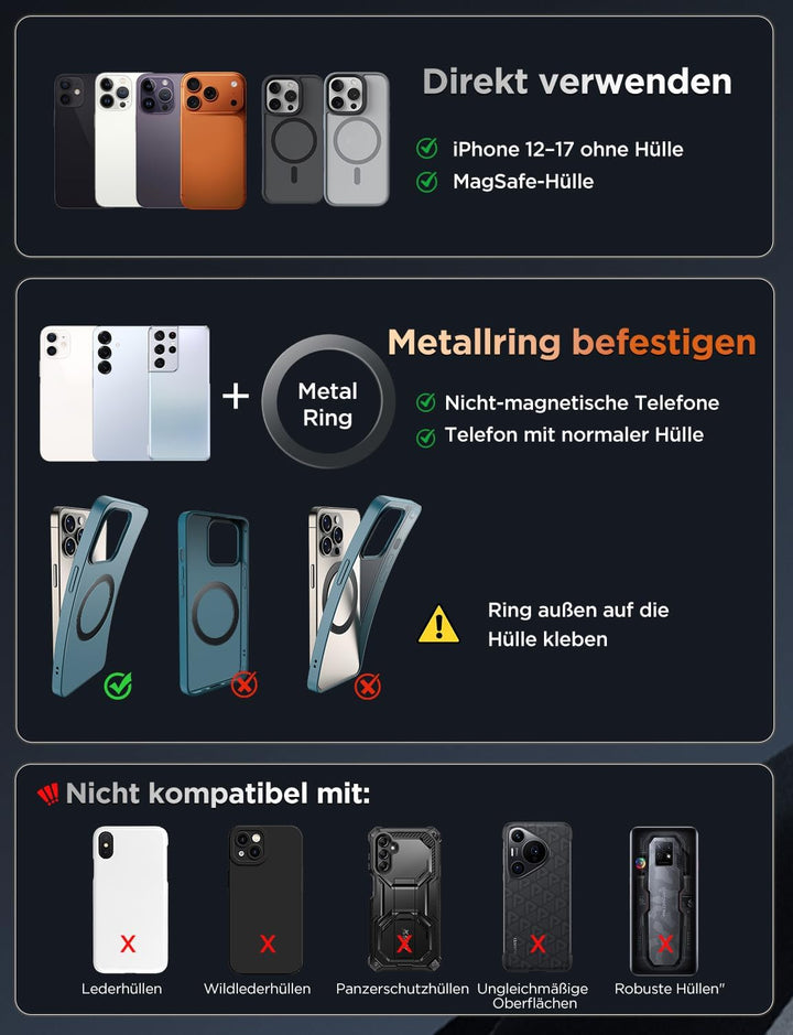 Handyhalterung Auto–Vmag S3 2026 Magnetische Handyhalterung Auto mit Metall-Dual-Fold-Arm & Erweiter