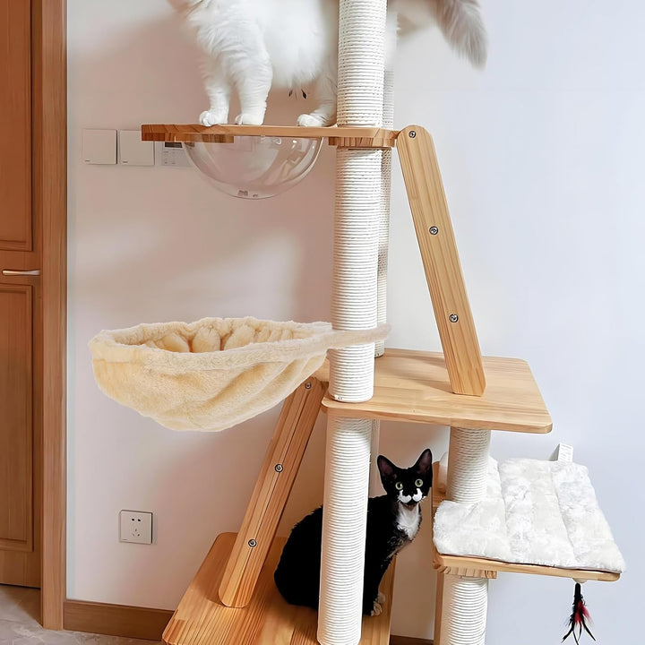 Flauschiges Katzennestbett Ersatz für Katzenkratzbaum – Hängbare Katzenhängematte mit Stahlring (Bei