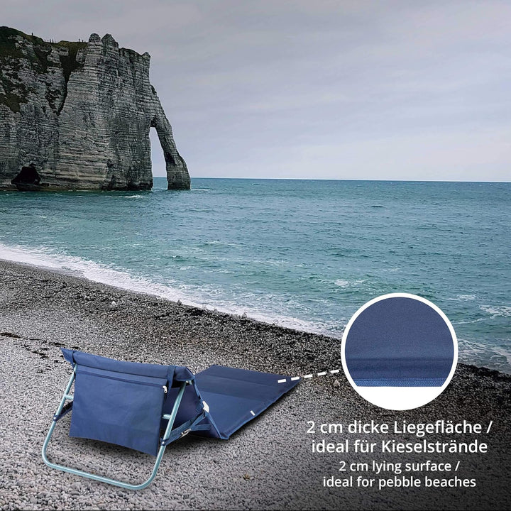 ONVAYA Premium Strandmatte 2cm gepolstert mit Rückenlehne | Strandliege faltbar | Strandmatratze | S