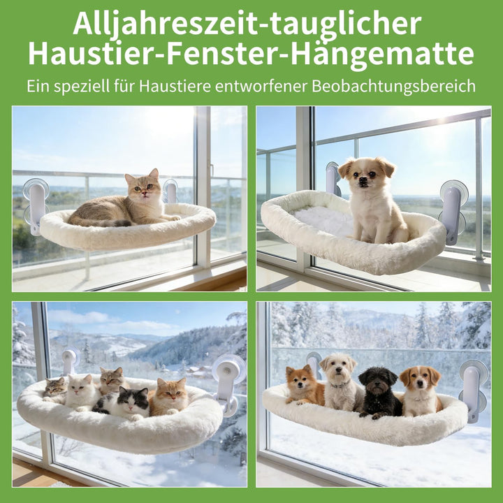 Katzen Fensterliege Hängematte mit Tierhaarentferner Handschuh, Katzen Hängematte mit Abnehmbarem 4-
