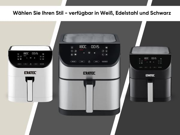 ERATEC AF-66 Heissluftfritteuse XXL 5,5L 1500W Air Fryer ohne Öl Heisluftfritöse mit LED Touchscreen
