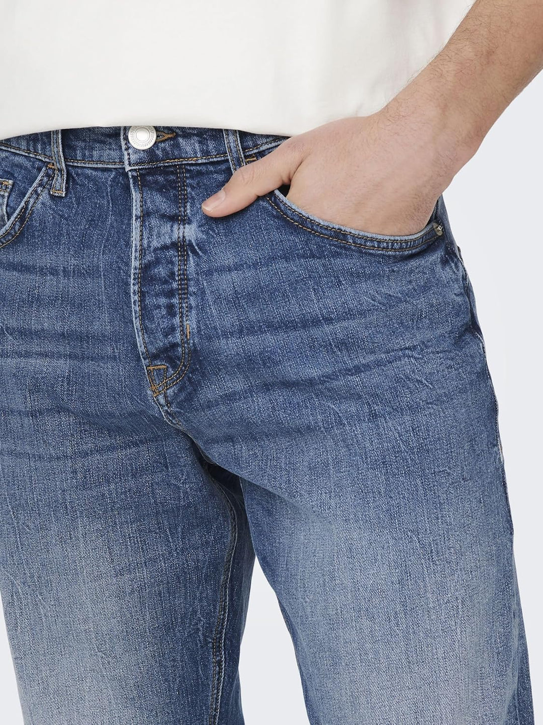 ONLY & SONS Herren Jeans ONSAVI Comfort 4934 - Relaxed Fit - Light Blue Denim 29W / 32L Dark Medium