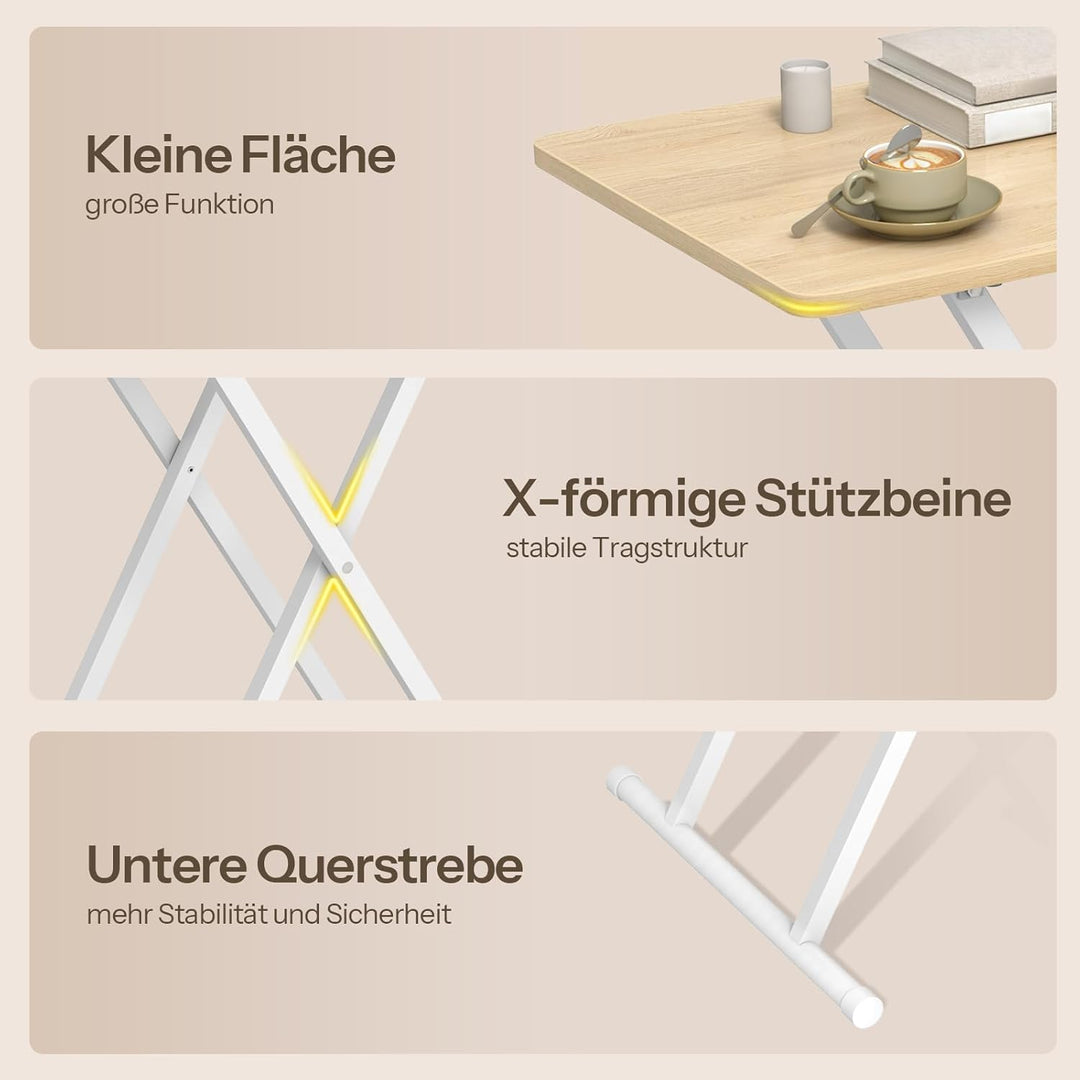 HOOBRO Beistelltisch Klappbar, Kleiner tabletttisch, verstellbare Höhe Klapptische, 60 x 40 x 60 cm,