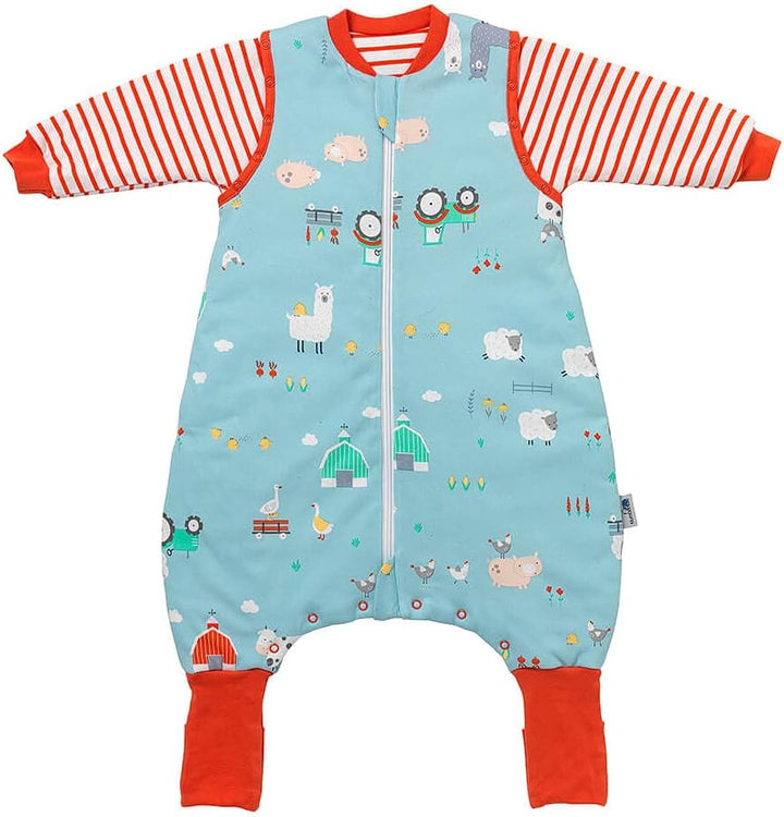 schlummersack Baby Schlafsack mit Füssen Bio Baumwolle Winter 3.5 Tog 70 cm Bauernhof | Schlafsack m