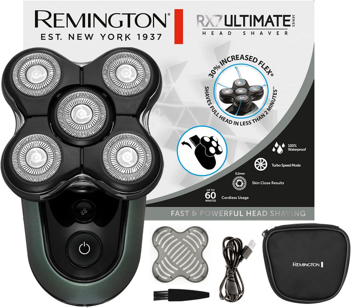Remington Glatzen-Rasierer Herren elektrisch [Turbo Boost Funktion] Kopf-Rasierapparat Lithium (5 Sc