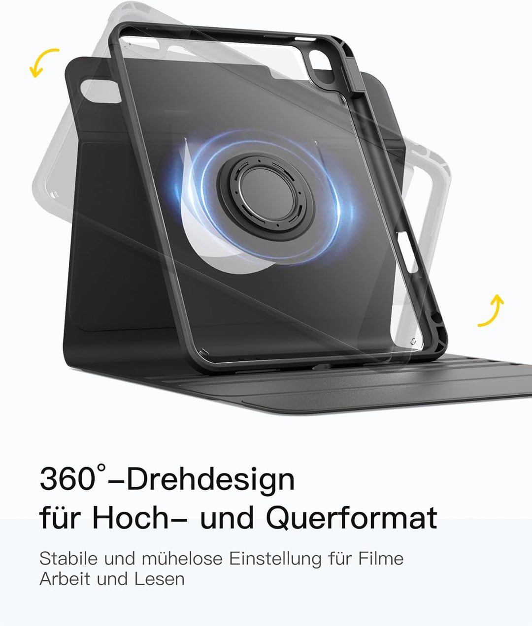 Inateck Hülle mit Tastatur für iPad 11 A16 2025 11 Zoll, iPad 10 Generation 2022 10.9 Zoll,360°-Dreh