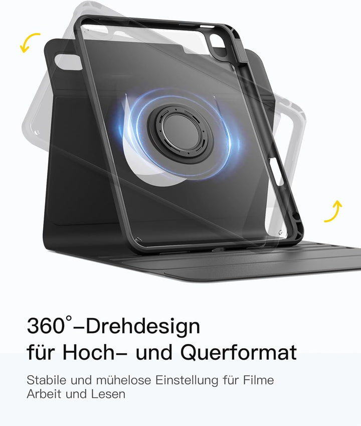 Inateck Hülle mit Tastatur für iPad 11 A16 2025 11 Zoll, iPad 10 Generation 2022 10.9 Zoll,360°-Dreh
