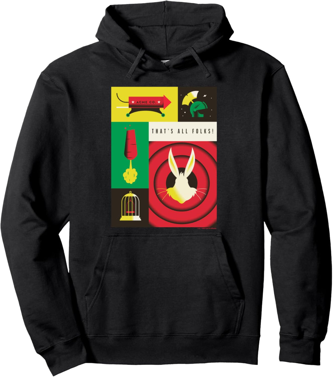 WB 100: Looney Tunes That's All Folks Icons Poster Pullover Hoodie