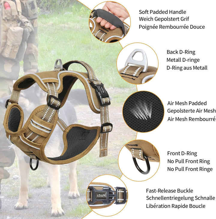 HEELE Hundegeschirr, Hundegeschirr Welpen Verstellbar Geschirr Hund Brustgeschirr Reflektierend Atmu