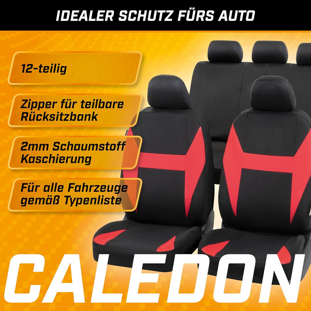 Walser Auto-Sitzbezug Caledon Komplettset, Universal PKW-Sitzbezüge 4-teilig, Auto-Schonbezüge, 2 Vo