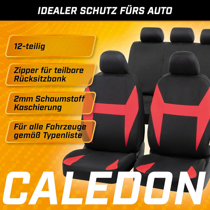 Walser Auto-Sitzbezug Caledon Komplettset, Universal PKW-Sitzbezüge 4-teilig, Auto-Schonbezüge, 2 Vo