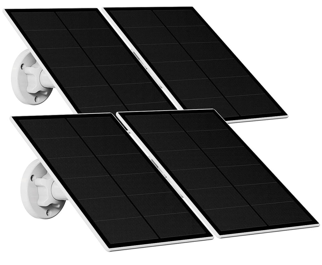 revolt Solarmodule: 4er Universal Solarpanel für Akku IP Kameras mit USB Typ C Port, 5W (Wetterfeste