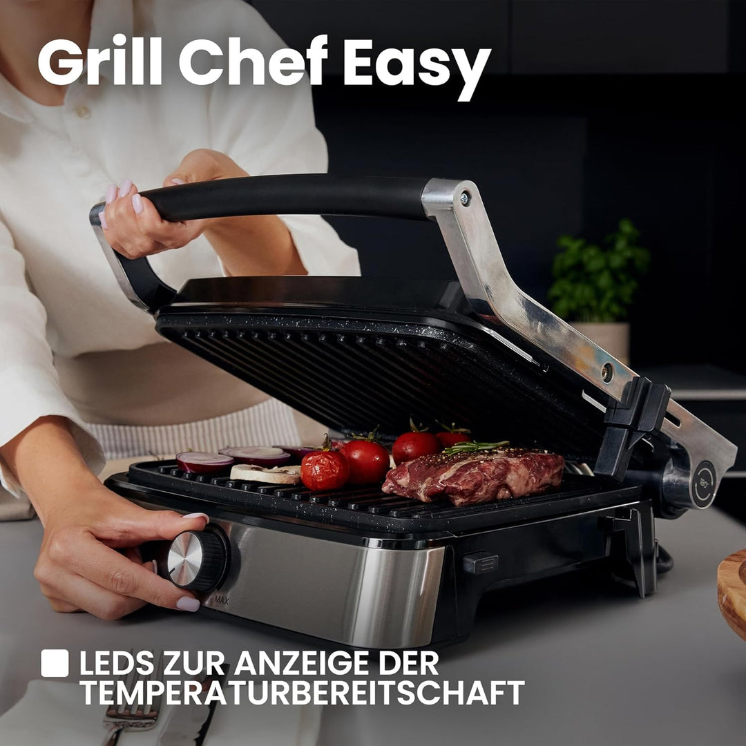 ZEEGMA GRILL CHEF EASY 2-in-1 Elektrogrill und Panini-Toaster, Leistung 2000 W, Antihaft-Keramikplat