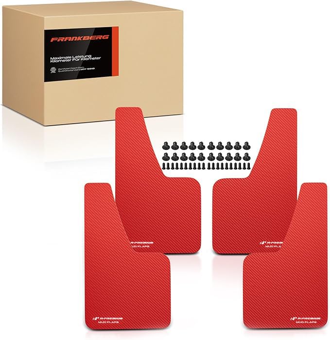 4X Universal Auto Schmutzfänger Spritzlappen Spritzschutz Rot Kompatibel mit Schrägheck Kombi Limous
