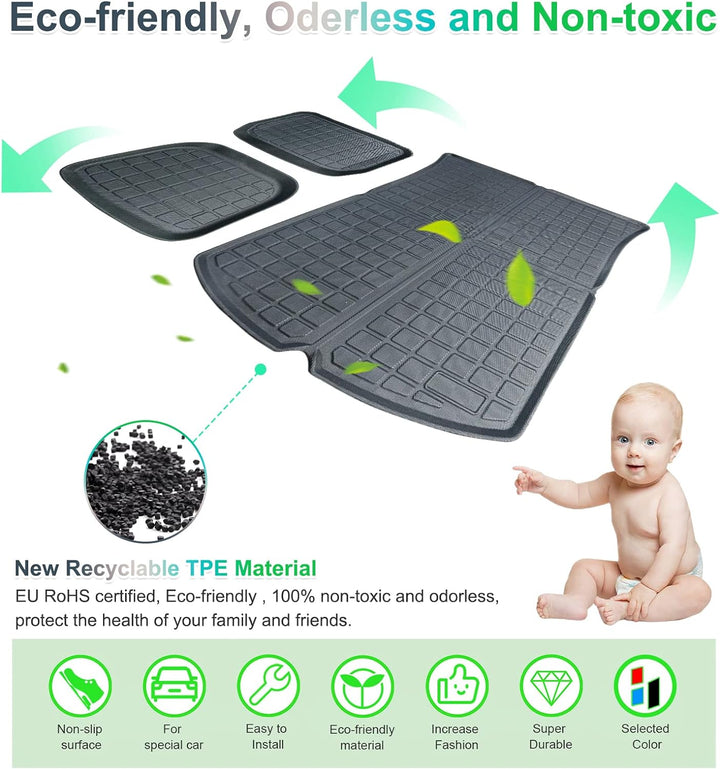 [3 Stück] GAFAT Tesla Model Y Kofferraummatte Vorne und Hinten, 2021-2023 2024 Model Y Kofferraumwan