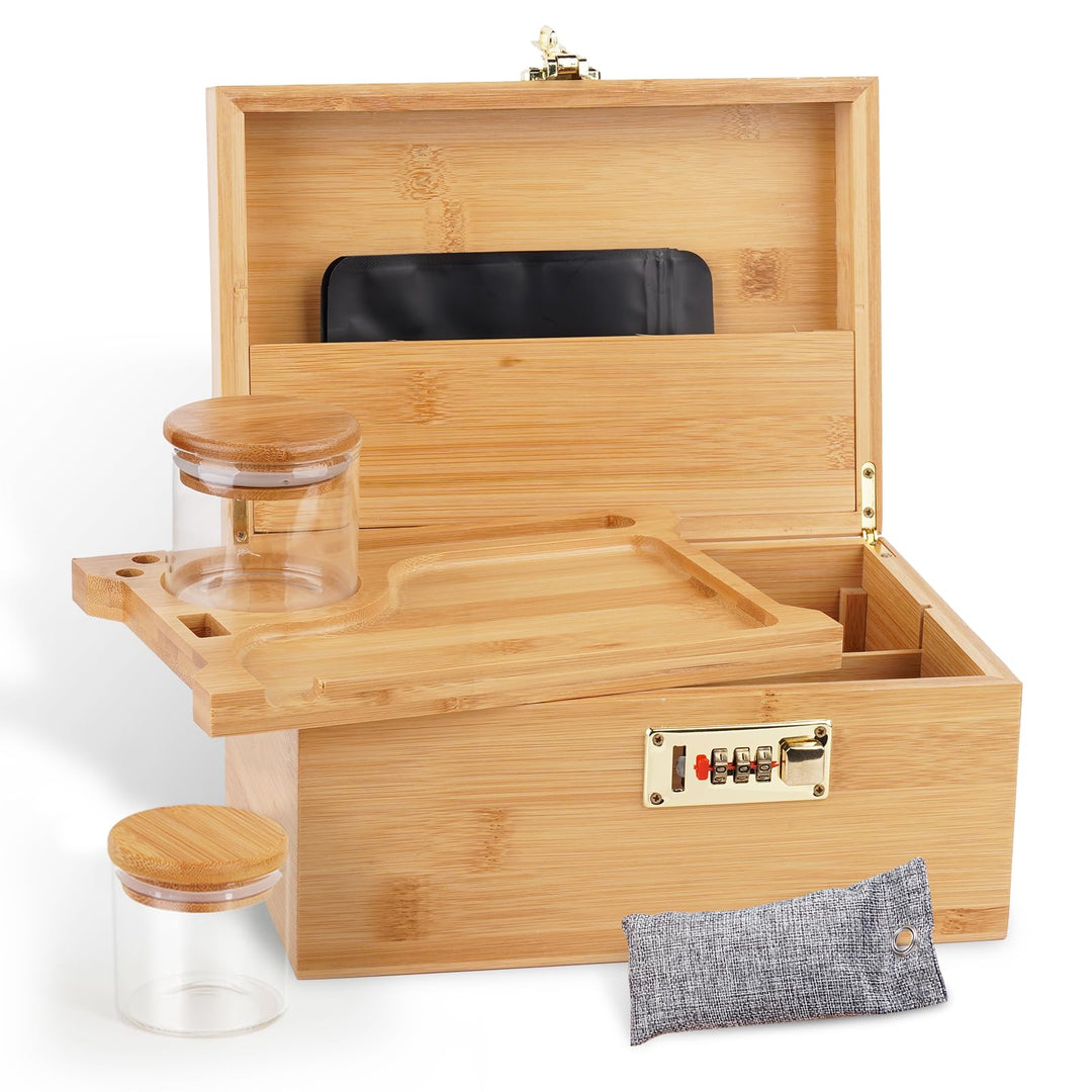 OZCHIN Grosse Bambusbox mit Zahlenschloss, Dekorative Aufbewahrungsbox für Zuhause, Geschenk, Aufbew