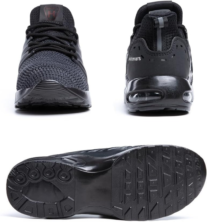 Hitmars Arbeitsschuhe Unisex Gr.36-47 36 EU Sneaker B Alles Schwarz, 36 EU Sneaker B Alles Schwarz