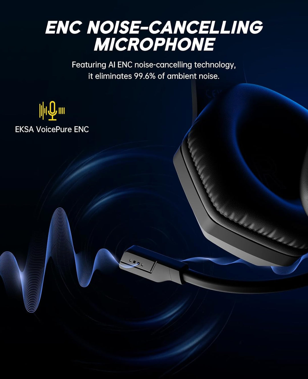 EKSA E1000BT Wireless Gaming Headset für PS5/PS4/PC/Switch/Mac, Bluetooth 5.4 Gaming Kopfhörer Kabel